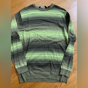 Quiksilver Striped Olive and Lime Crewneck Sweater
